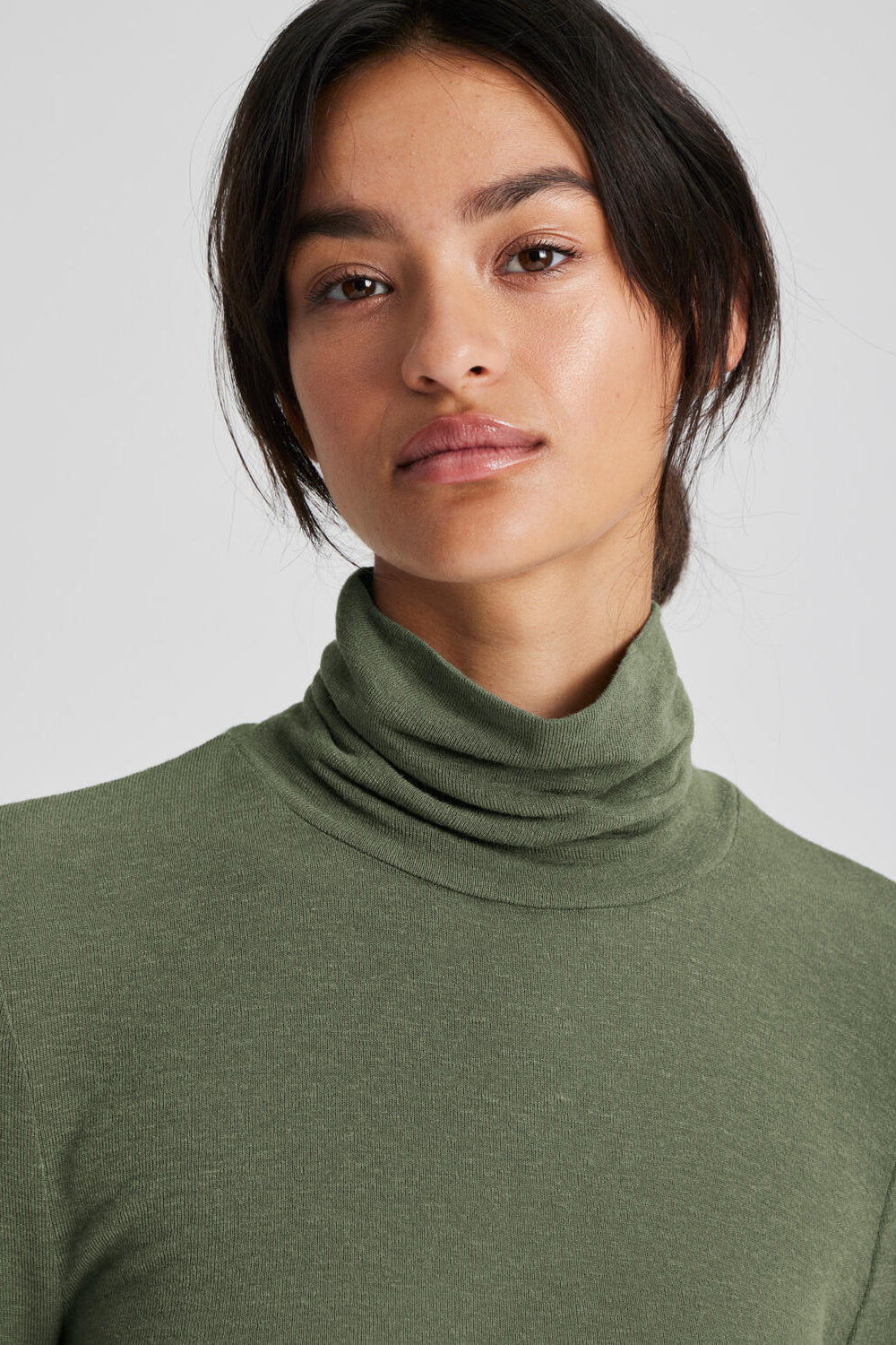 Anna Wool Turtleneck langærmet t-shirt - Olive Night